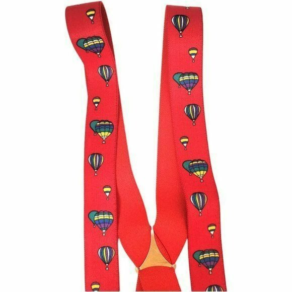 HOT AIR Balloon Suspenders Unisex Elastic Adjustable with Silver Hardware - Picture 5 of 6